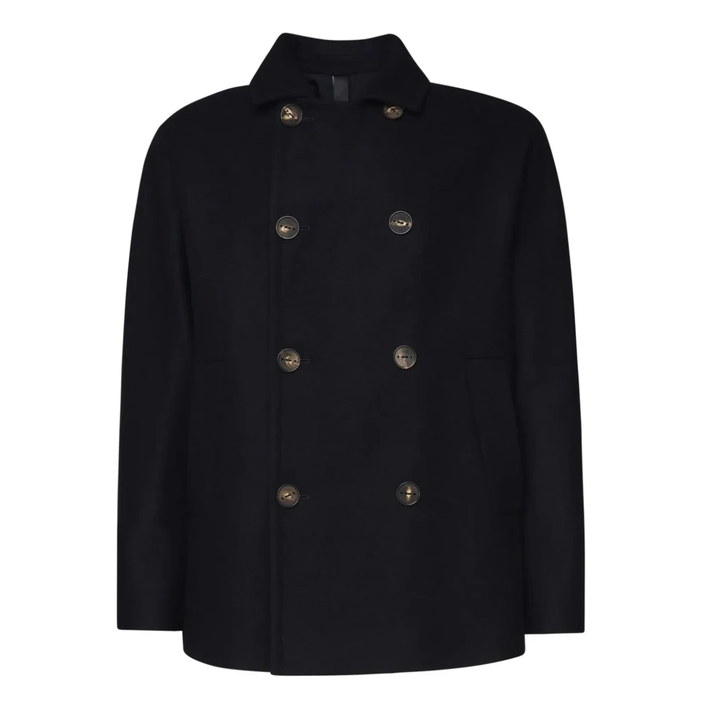 Hevo Zwarte militaire stijl wollen jas Black Heren