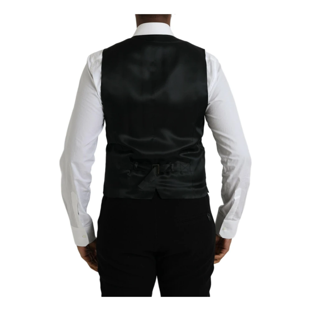 Dolce & Gabbana Zwarte Wol Formele Jurk Vest Black Heren