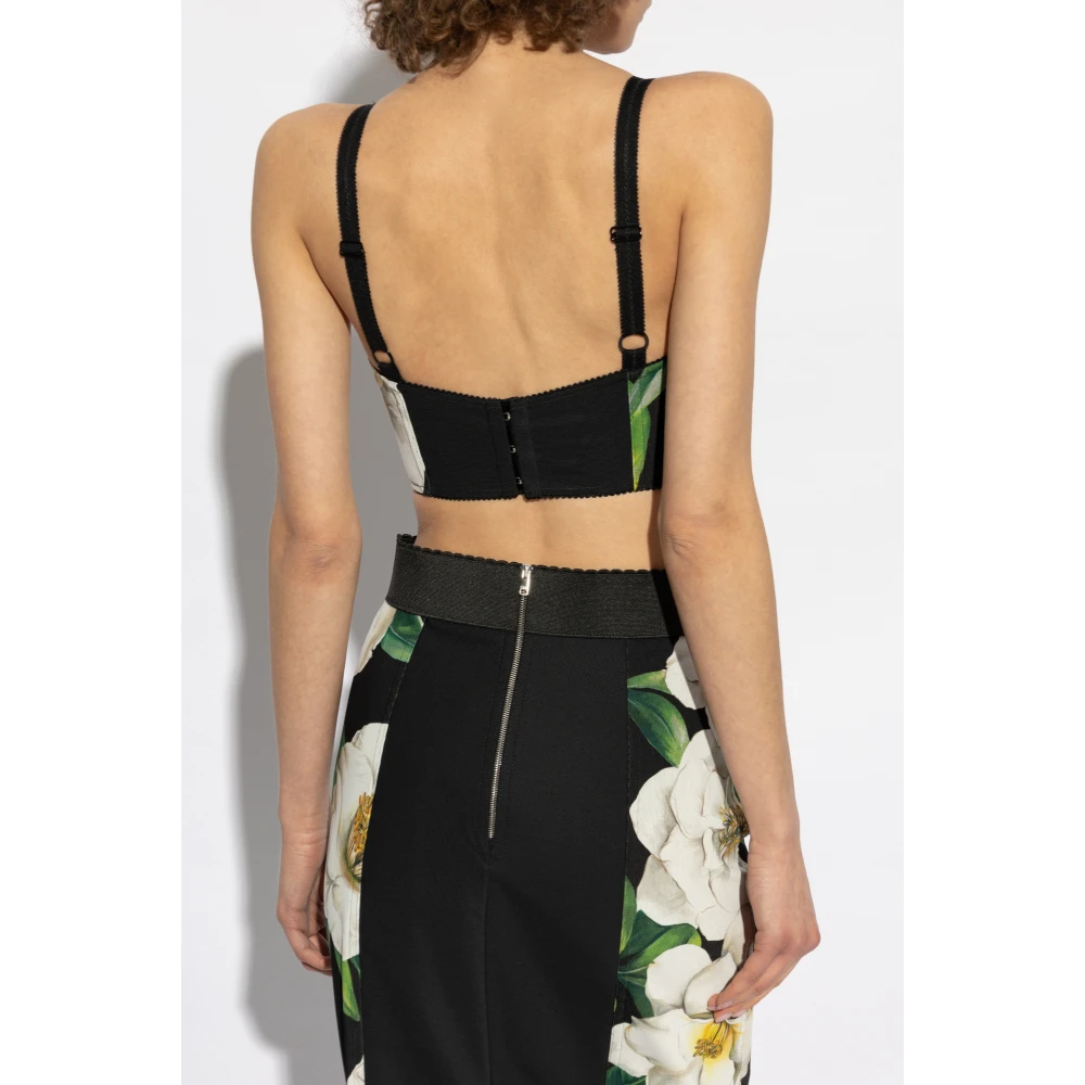 Dolce & Gabbana Korte top met bloemenmotief Multicolor Dames