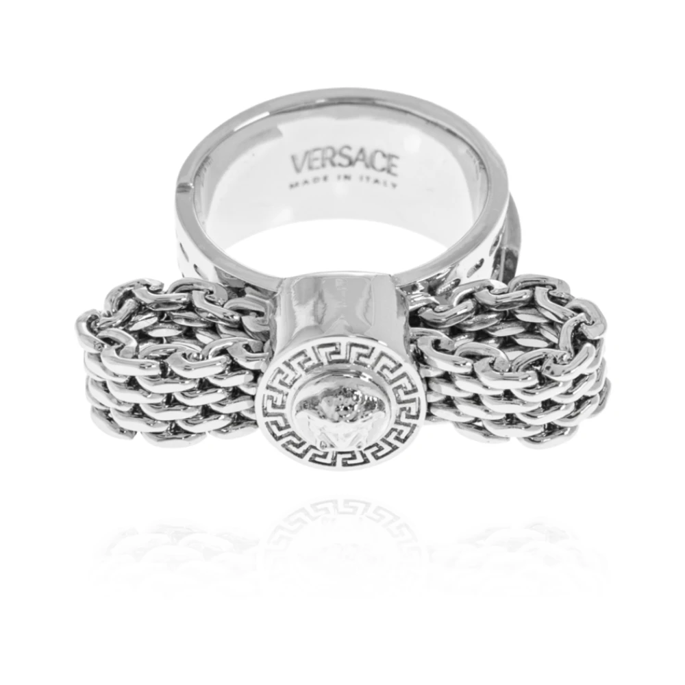 Versace Femme Gris - Bague Avec Tête De Méduse - Accessoires - Taille: 54 Mm