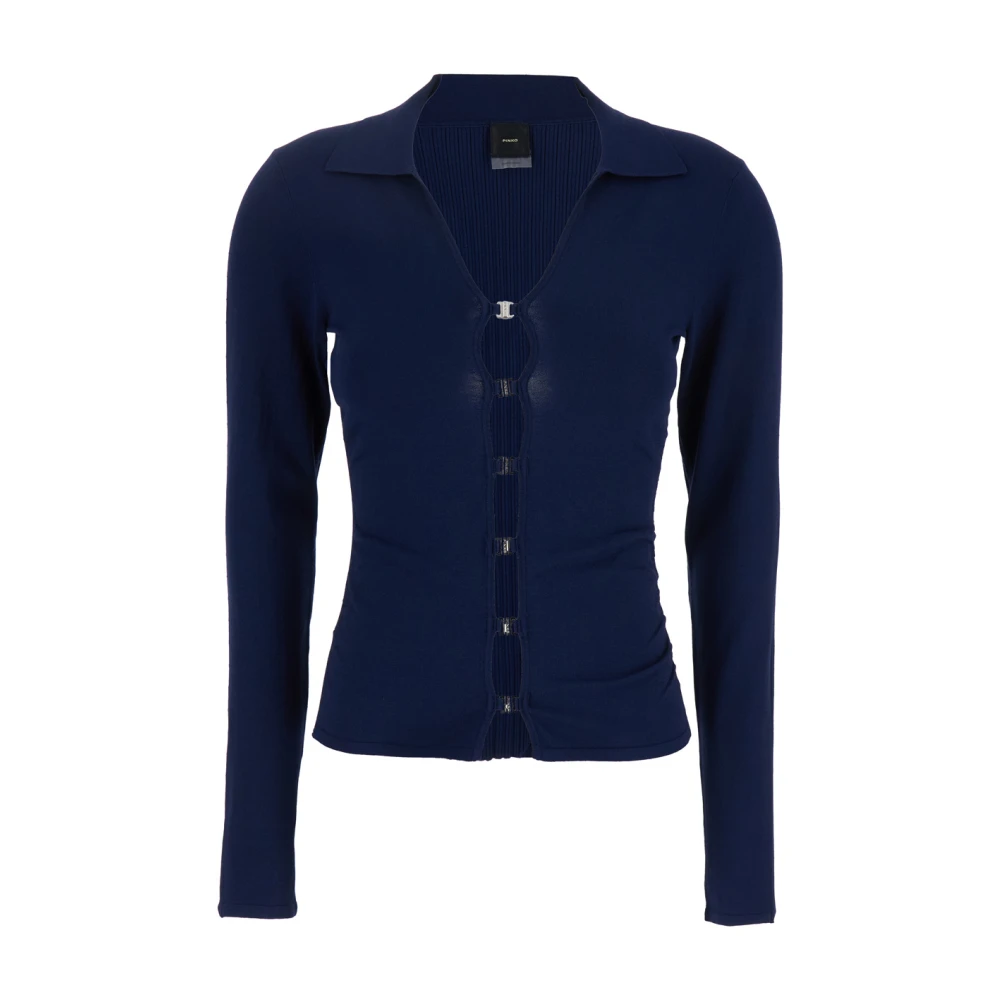 Pinko Blauwe V-hals Sweater in Viscosemix Blue Dames