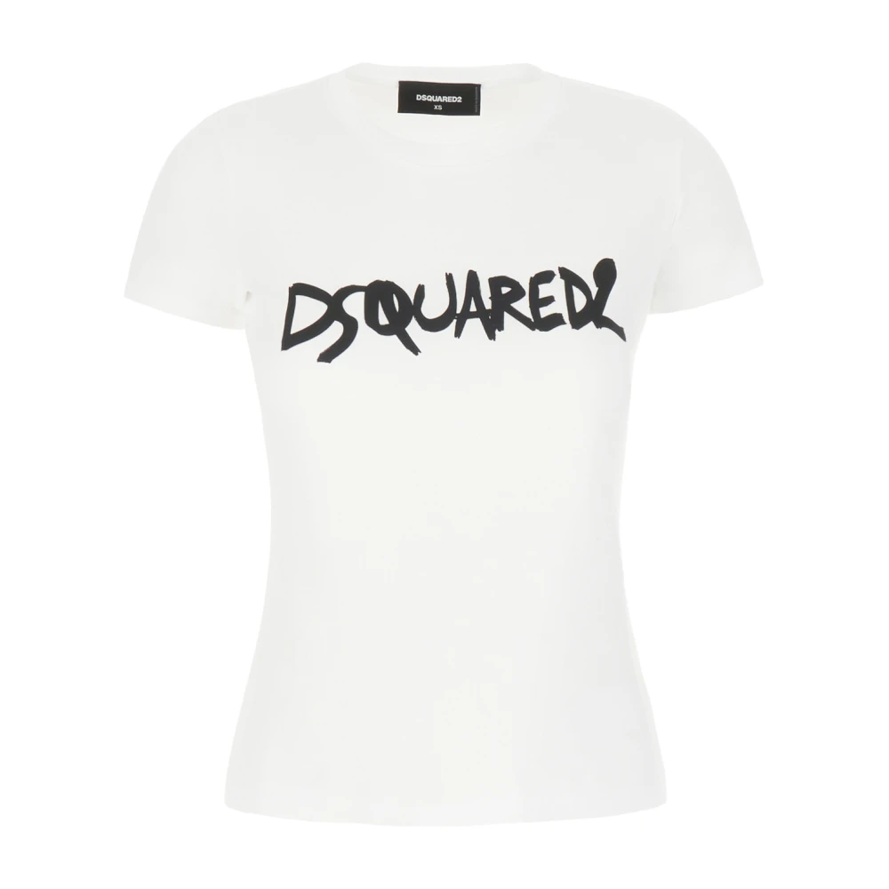 Dsquared2 Women's White Logo-Print Cotton T-Shirt