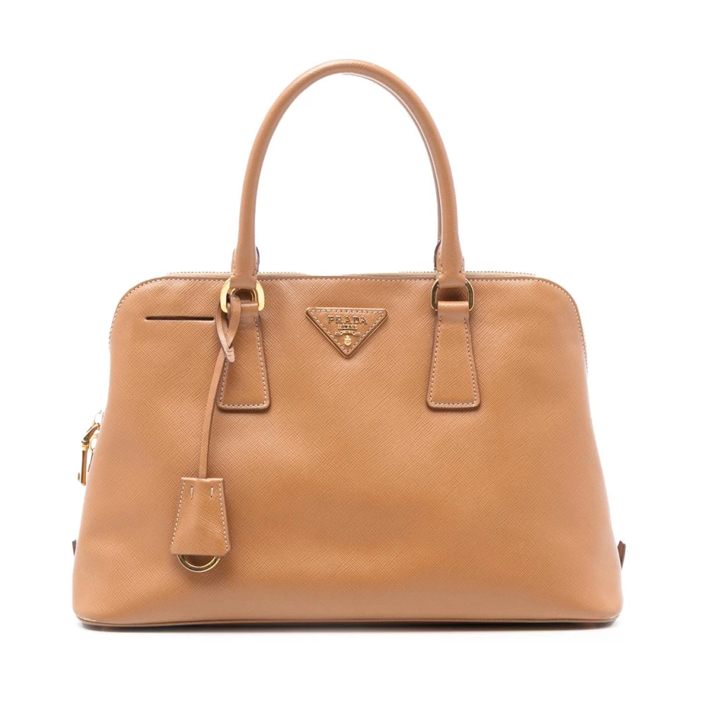Prada Vintage Women's Brown Pre-Owned Structured Leather Handbag