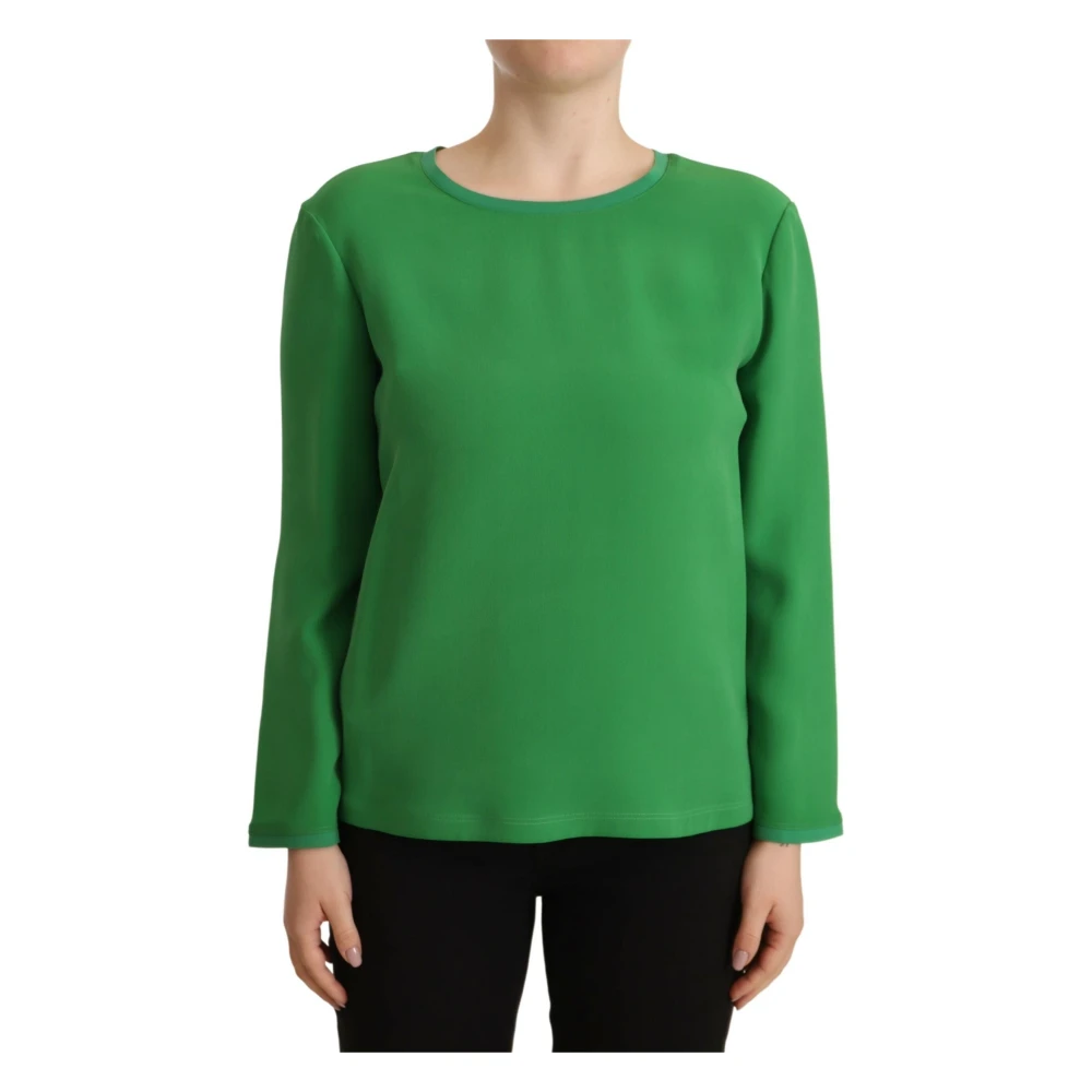 Armani Groene Zijden Trui met Lange Mouwen Green Dames