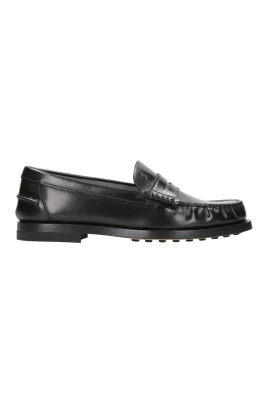 Svarta Läderloafers med Präglat Monogram