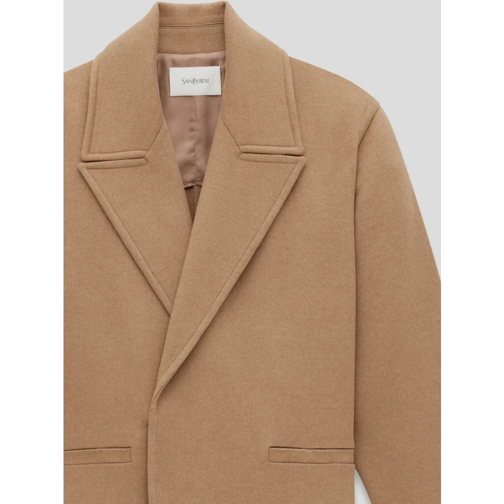 Saint Laurent Kasjmier Oversized Coat Brown Dames