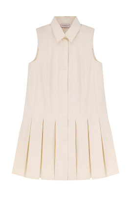 beige-sleeveless-pleated-dress-set