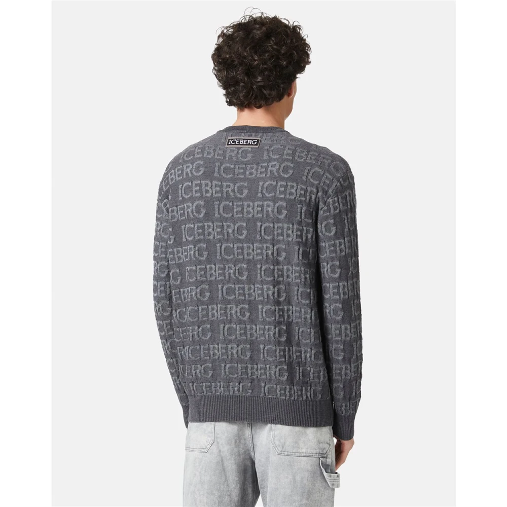 Iceberg Wollen trui met logo Gray Heren