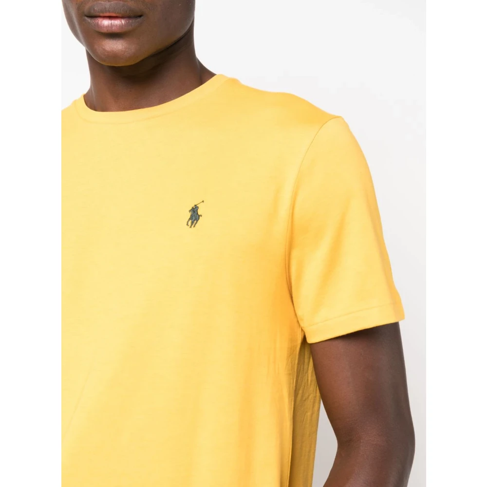 Polo Ralph Lauren Geel Crewneck T-shirt met Handtekening Pony Borduurwerk Yellow Heren
