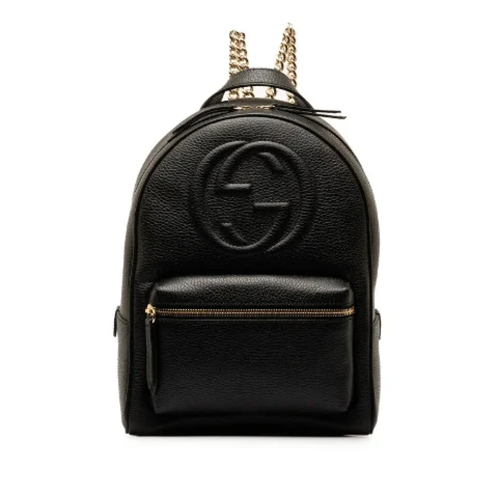 Gucci Vintage Pre-owned Leather backpacks Black Dames