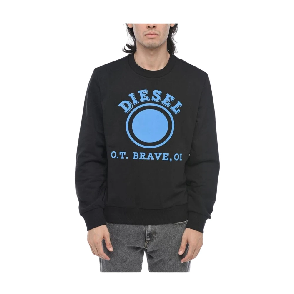 Diesel Men's Black Stylish Logo Print Crewneck Sweatshirt - Sweatshirts - 2XL - Sweatshirts & Hoodies