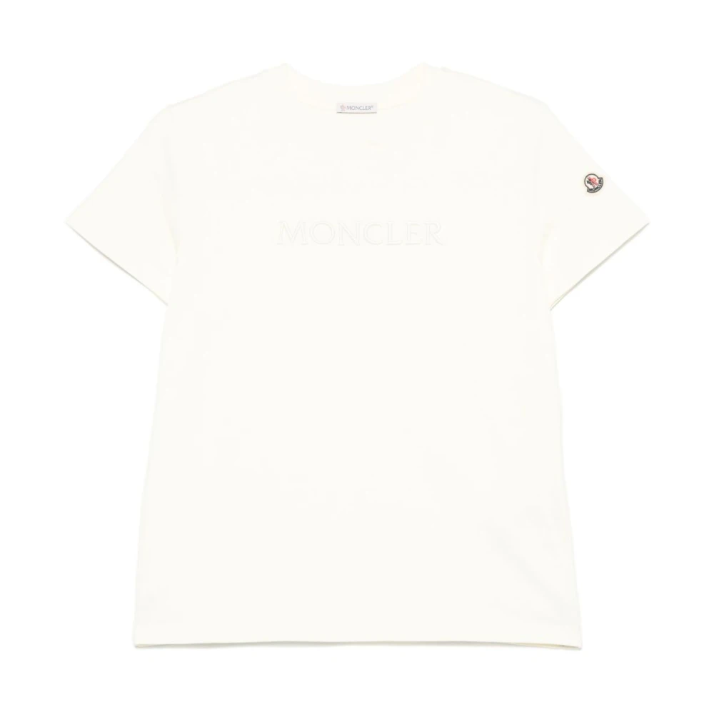 Moncler Beige T-shirts en Polos met Logo Patch Beige Dames
