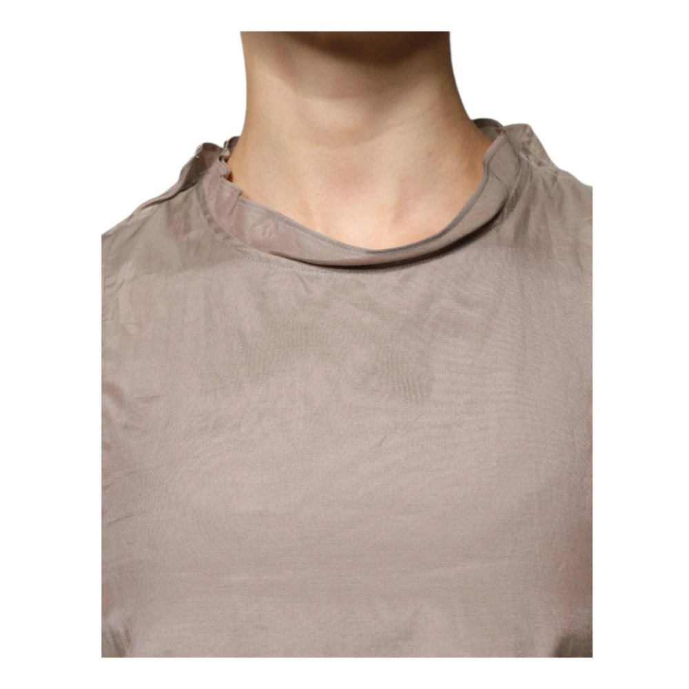 PESERICO Bruine Katoen Zijden Korte Mouw Blouse Brown Dames