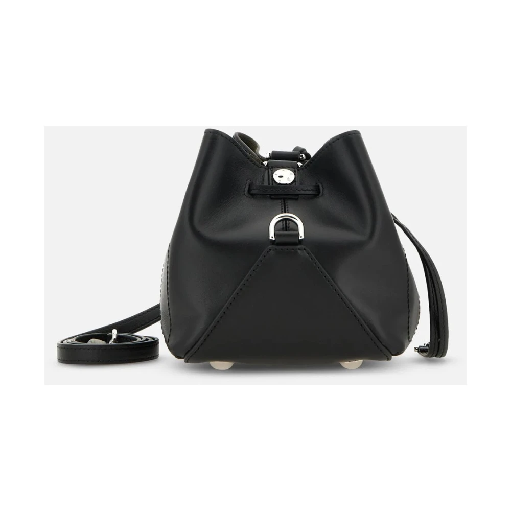 Hogan Zwarte Leren Bucket Bag met Verstelbare Band Black Dames