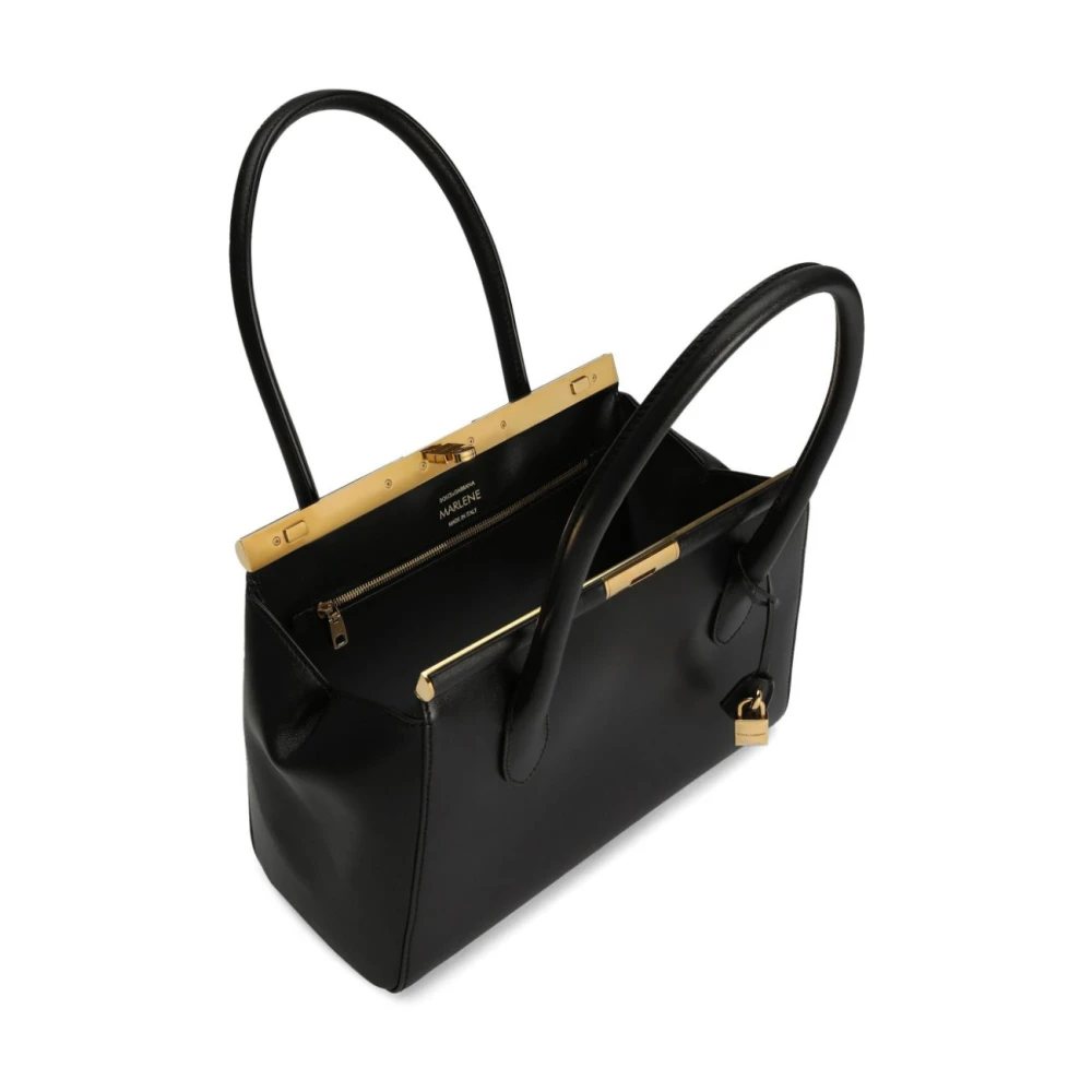Dolce & Gabbana Iconische Zwarte Schoudertas van Kalfsleer Black Dames