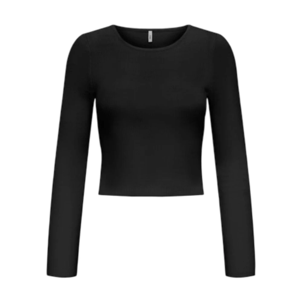 Only , Long Sleeve T-Shirts, Female, Black, M, Knitwear Long Sleeve Round Neck Top