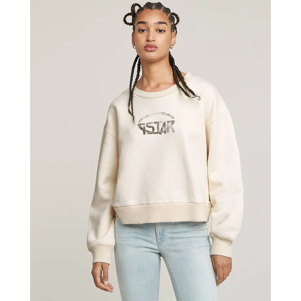 G-Star Logo Loose Sweater voor Vrouwen White Dames