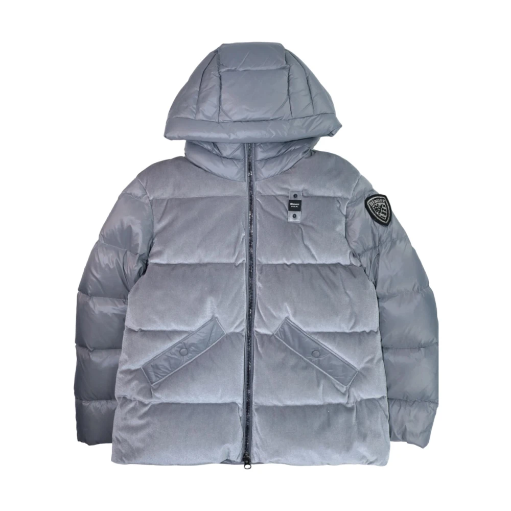 Blauer Fluweel Hooded Donsjack Gray Dames