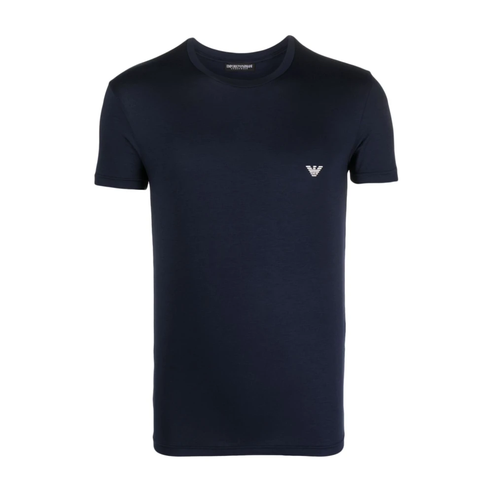 Emporio Armani Blauwe Logo Print T-shirts en Polos Blue Heren