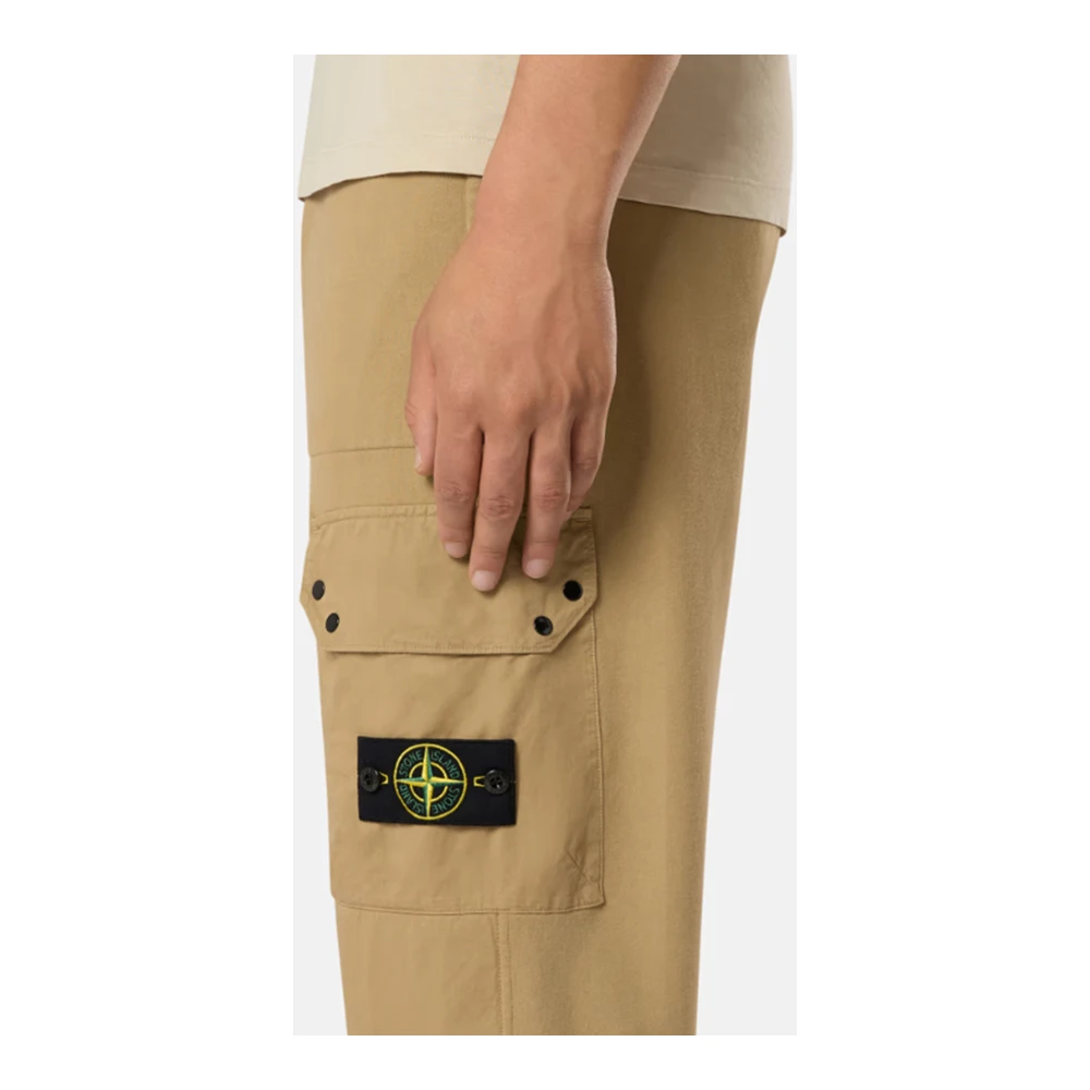 Stone Island Cargo Joggingbroek met Geborsteld Katoen Fleece Beige Heren