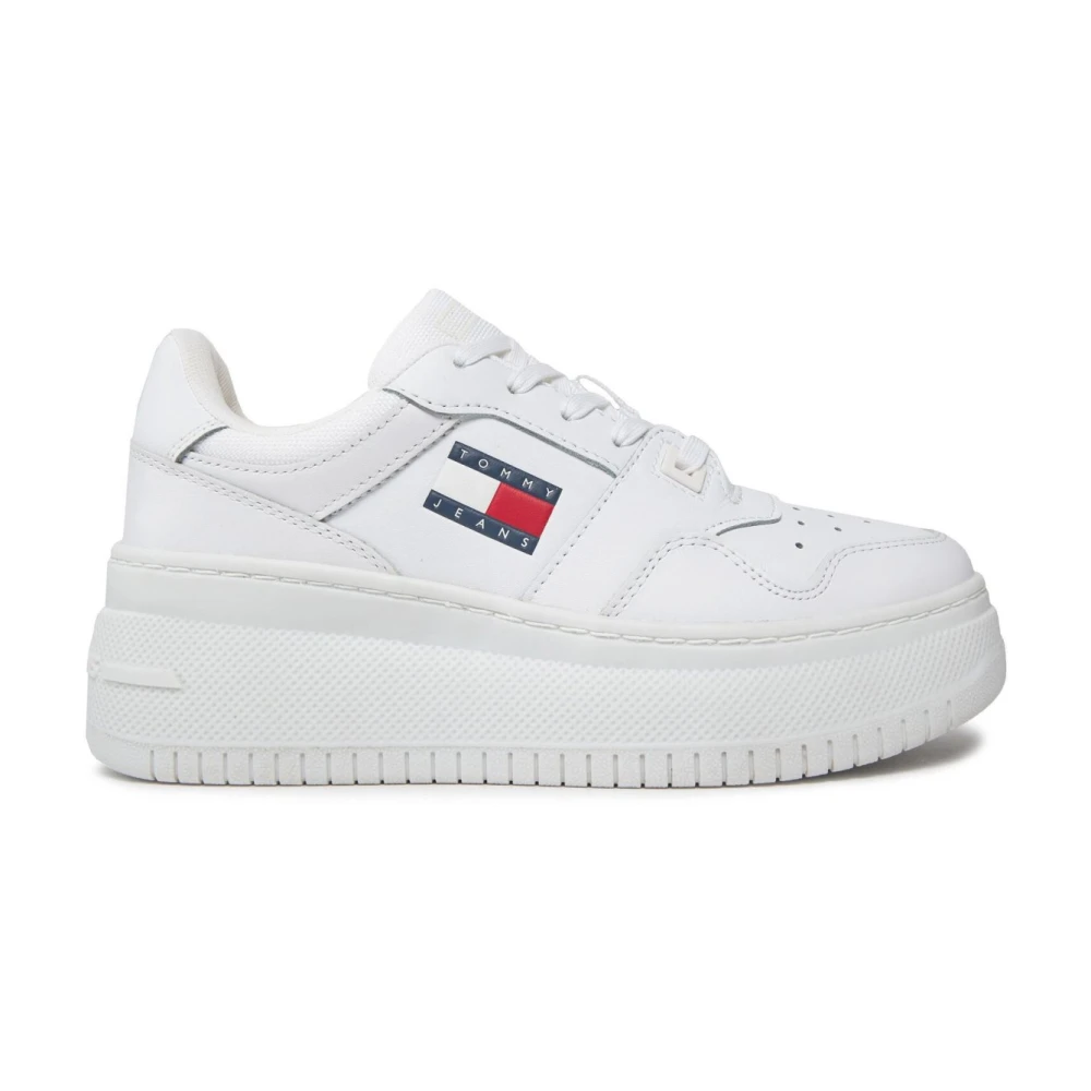 Tommy Jeans Platform Logo Sneakers - Vit White, Dam