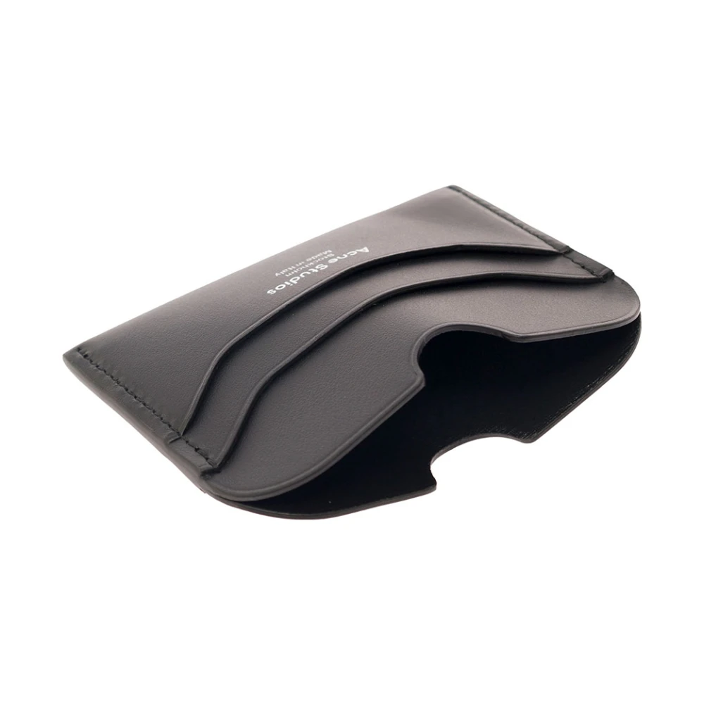 Acne Studios Zwarte Leren Kaarthouder Portemonnee Black Heren