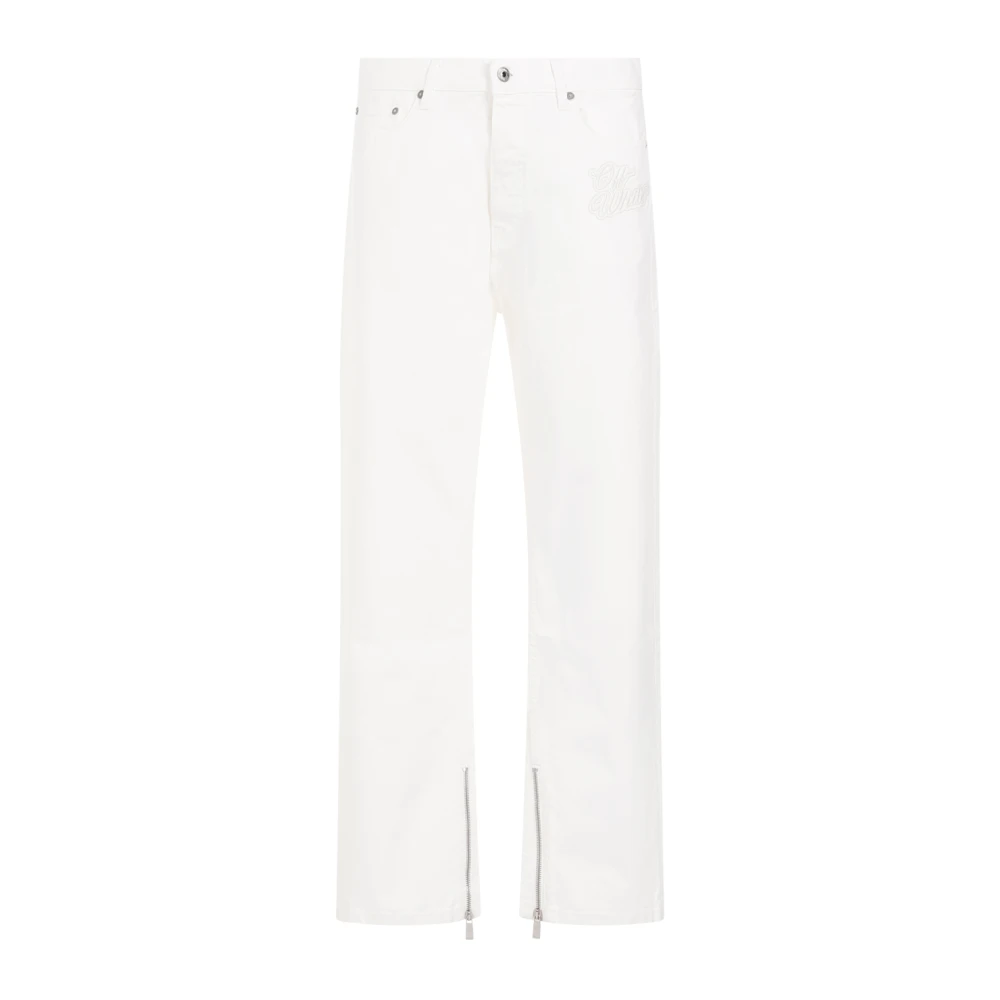 Off White Witte Katoenen Logo Skate Raw Jeans White Heren