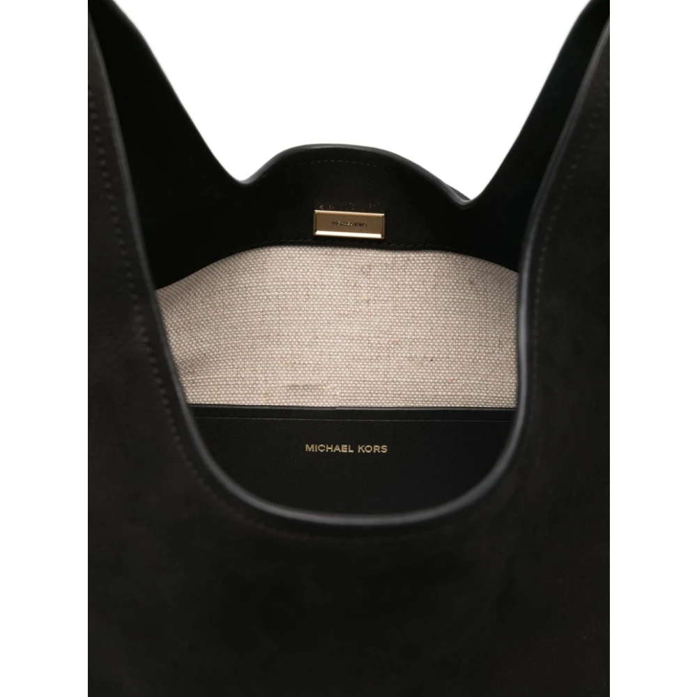 Michael Kors Stijlvolle Zwarte Nubuck Schoudertas Black Dames