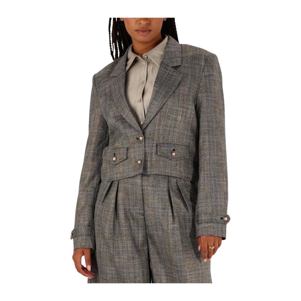 Aaiko Chique Tweed Blazer met Glitterdraad Gray Dames