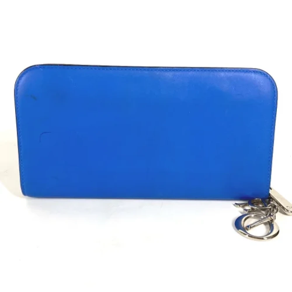 Dior Vintage Pre-owned Leather wallets Blue Dames