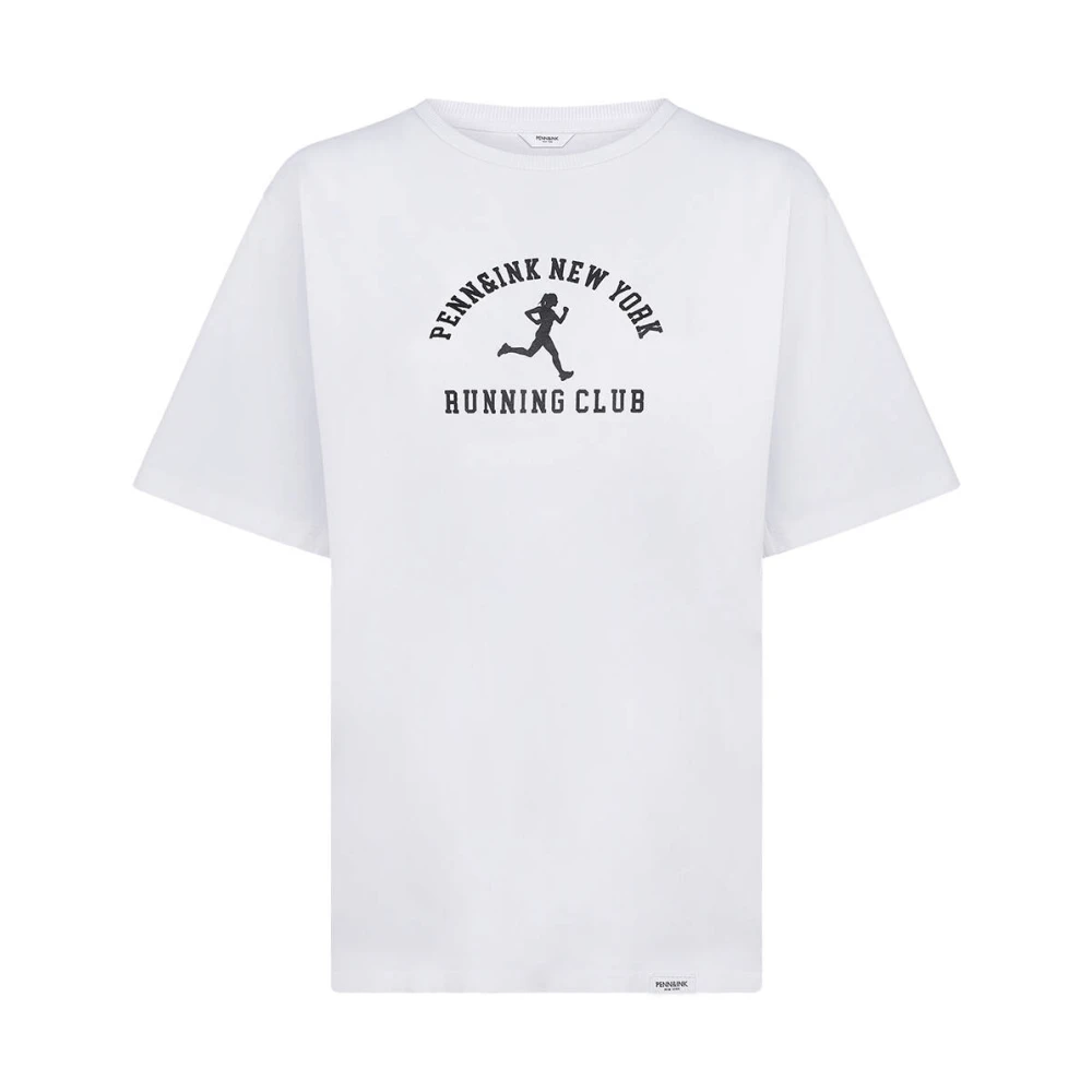Penn&Ink N.Y Lange mouw bedrukt T-shirt White Dames