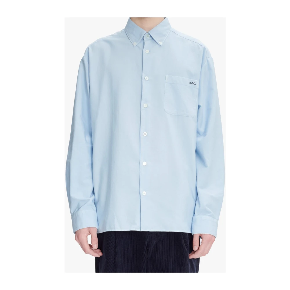 A.p.c. Mateo Logo Shirt Blauw Clair Blue Heren