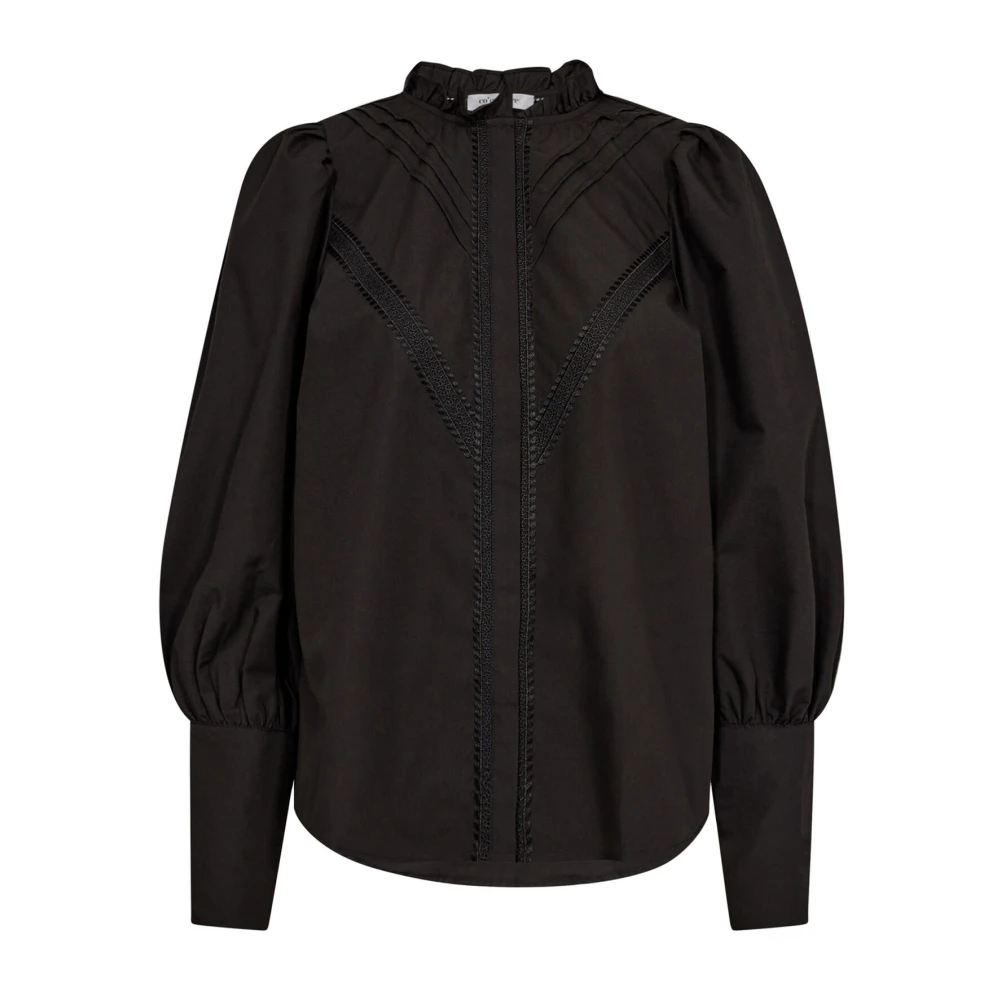 Co'Couture Zwarte Kant Pintuck Overhemdblouse Black Dames