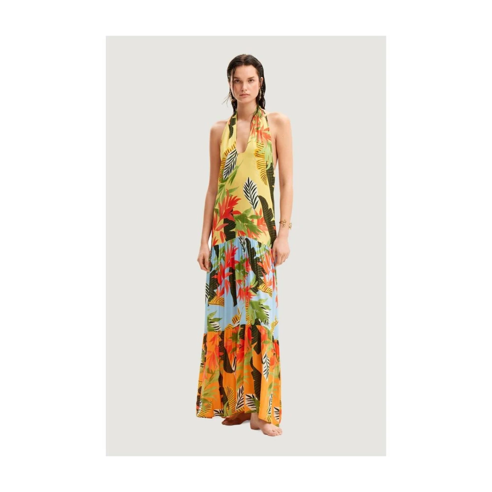 Desigual Oranje Viscose Lange Jurk Multicolor Dames