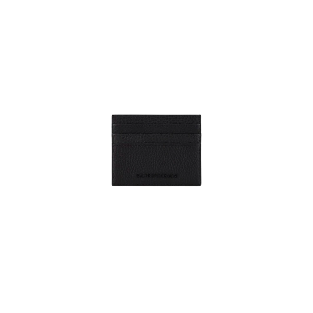 Emporio Armani Men's Black Tumbled Leather Card Holder - Wallets & Cardholders - One Size - Accessories