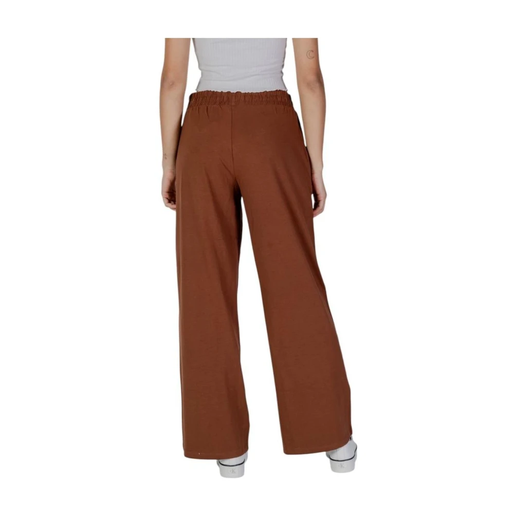 b.Young Bruine Katoenen Wijde Broek Brown Dames