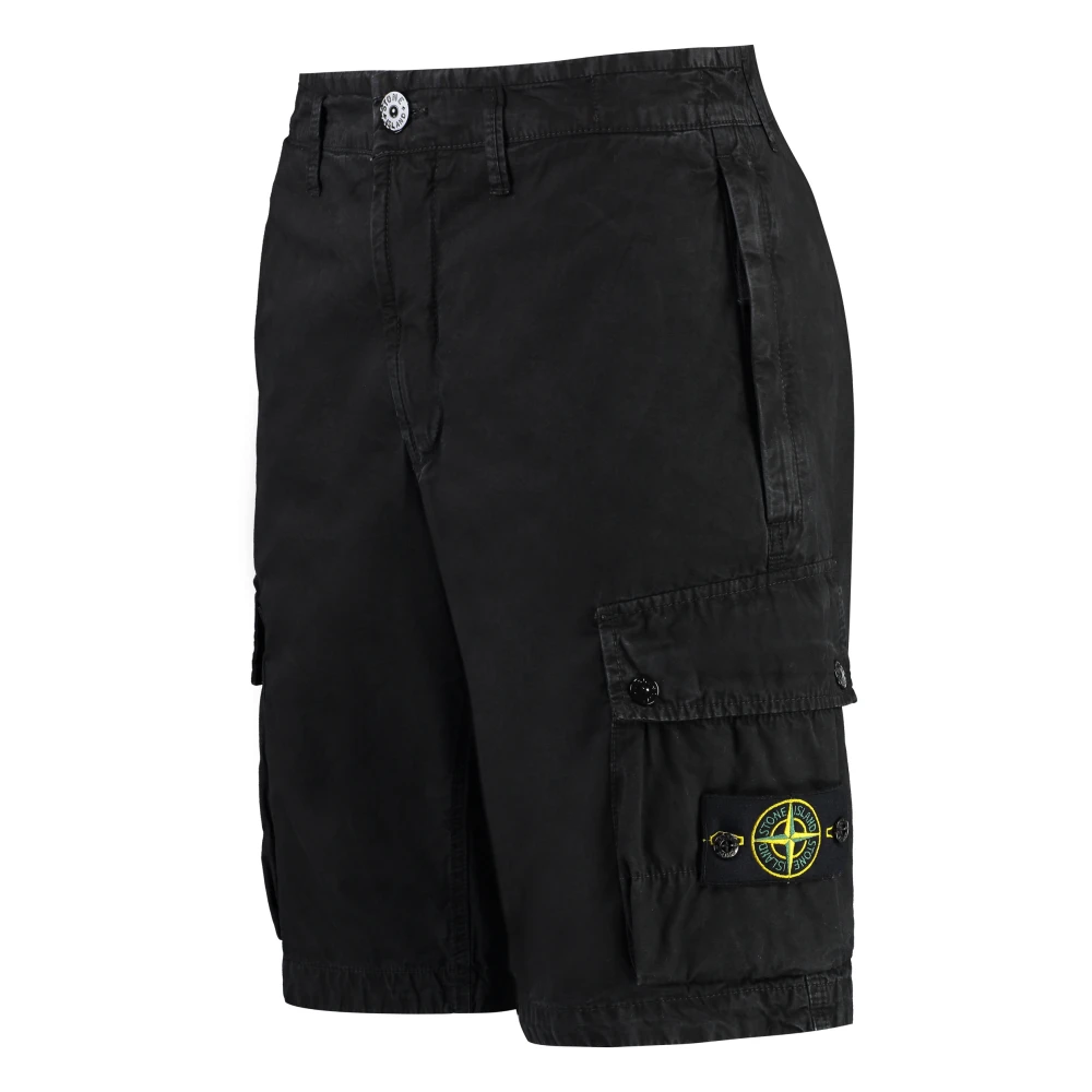 Stone Island Katoenen Bermuda Shorts met Zakken Black Heren