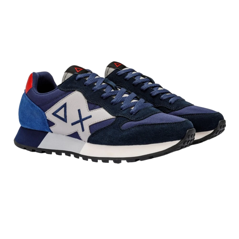 Sun68 Basis Suède Sneakers met Geborduurd Logo Blue Heren