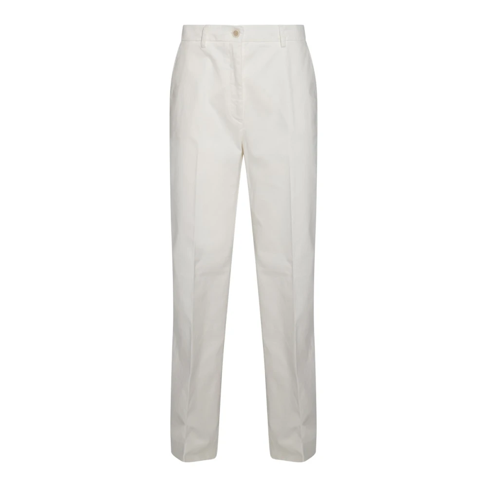 Antonelli Firenze Witte Katoenen Broek Frontale Sluiting White Dames