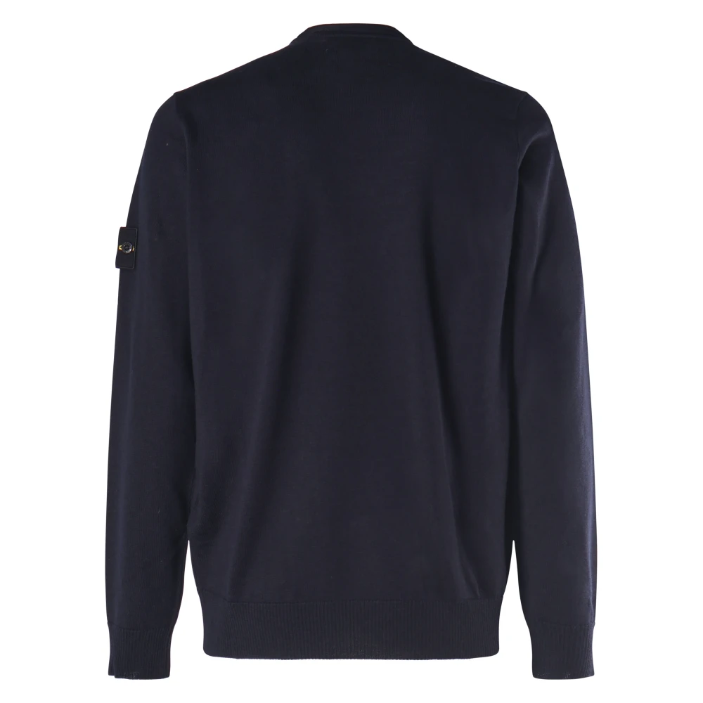 Stone Island Blauwe Wol Ronde Kraag Trui Blue Heren