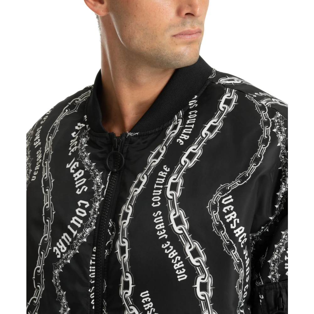 Versace Jeans Couture Abstract Multicolor Donsjack Koord Rits Black Heren