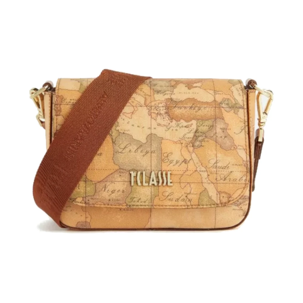 Alviero Martini 1a Classe Mini Schoudertas met Geo Classic Print Brown Dames