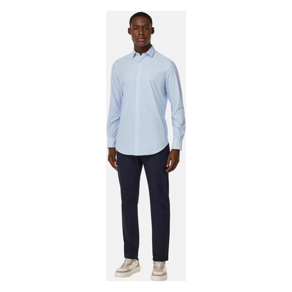 Boggi Milano B Tech Slim Fit Stretch Nylon Overhemd Blue Heren