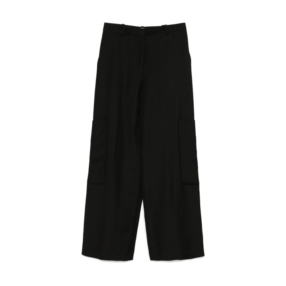 Khaite Zwarte Cargo Broek Rechte Pijp Black Dames