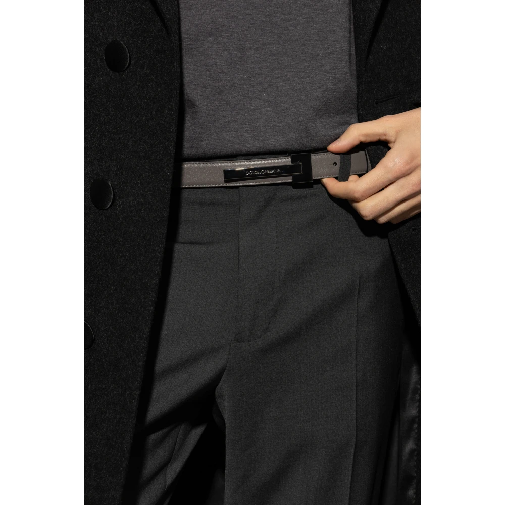 Dolce & Gabbana Leren riem Gray Heren