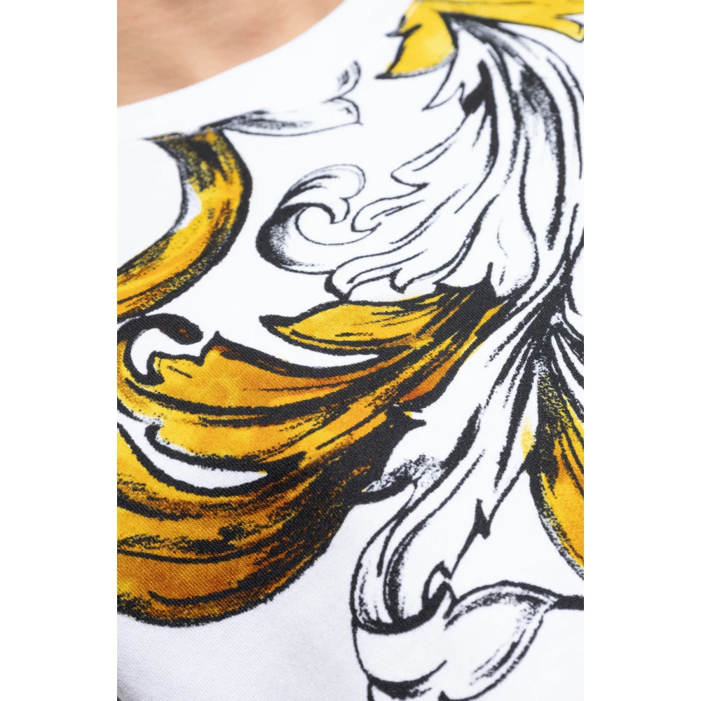 Versace Jeans Couture Sweatshirt met Outline Barocco-print White Heren