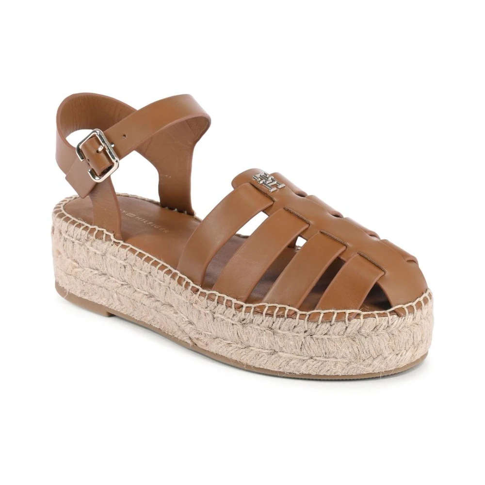 Tommy Hilfiger Women's Brown Leather Platform Sandals