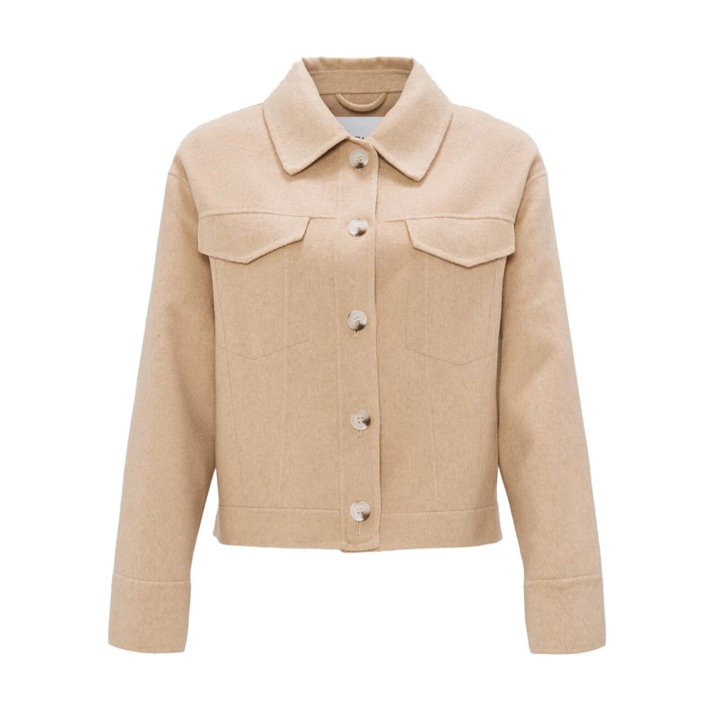 Opus Stijlvolle Jas met Hatilli Detail Beige Dames