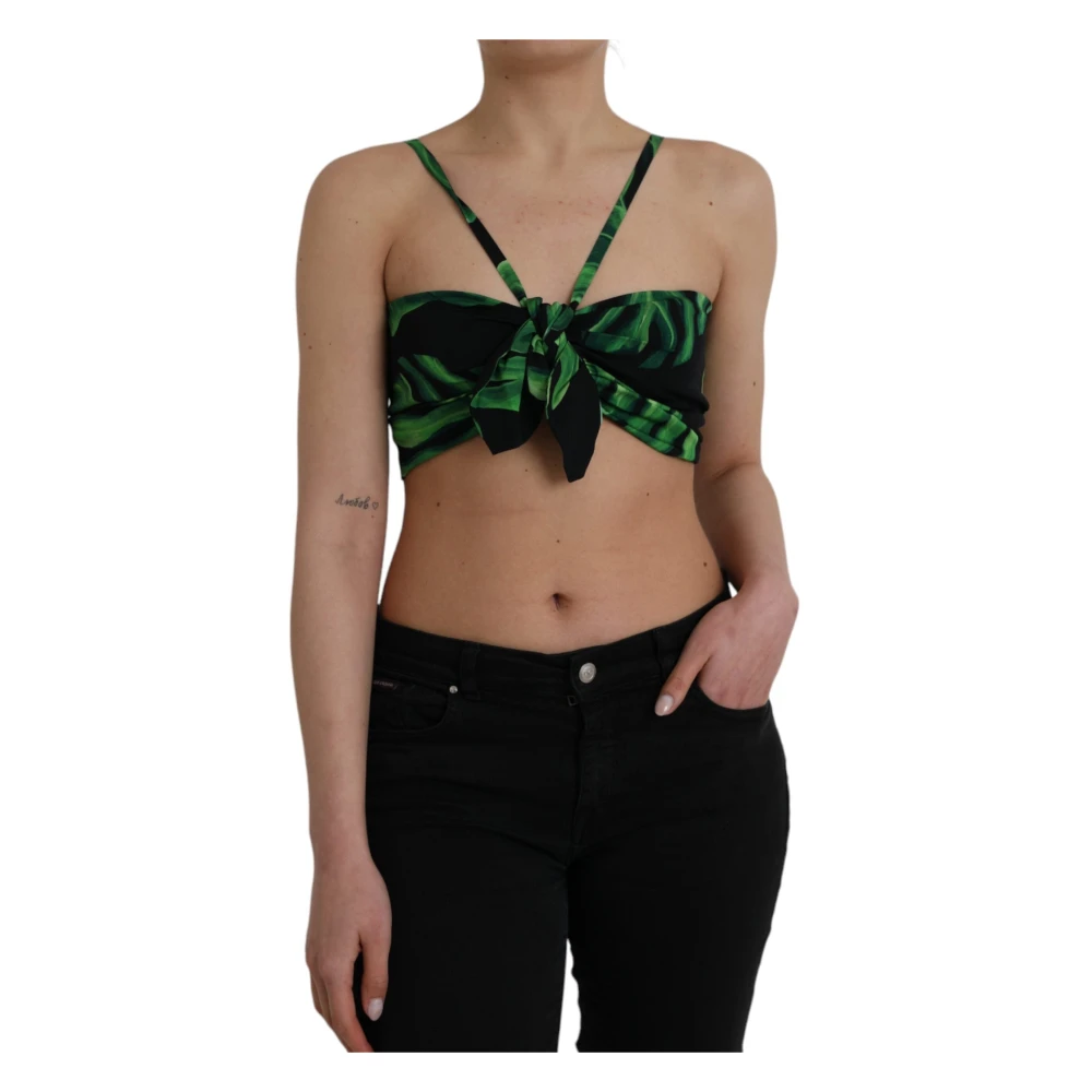 Dolce & Gabbana Bladprint Halternek Crop Top Multicolor Dames