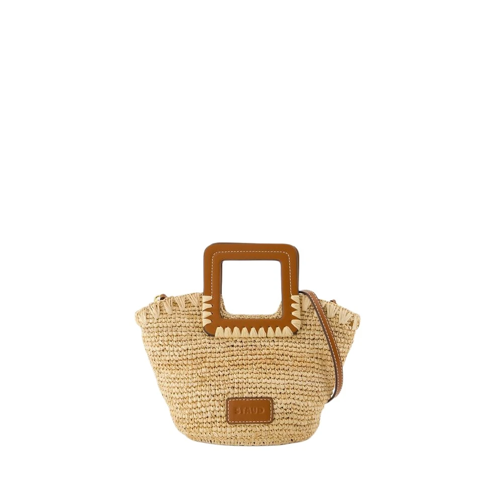 Staud Vrouw Beige Tassen Dames, One Size, Raffia Mini Handtas - Neutraal